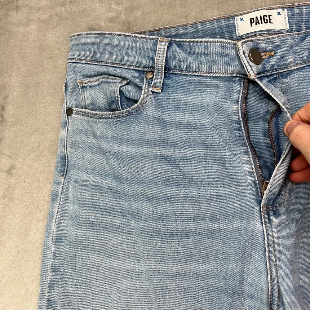 Paige Jeans Womens 31 Blue Hoxton Slim Crop Light‎ Wash High Rise Frayed Denim - Picture 6 of 16